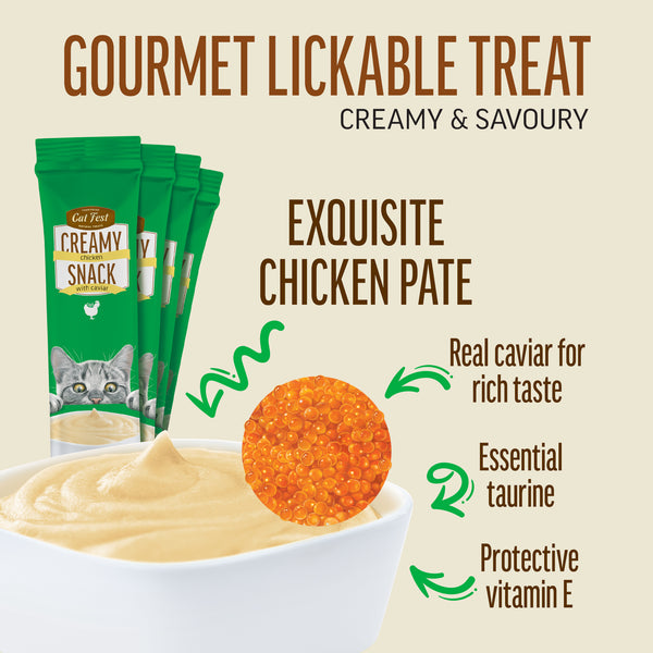 Creamy Snacks Chicken with Caviar - Cat Treats - Set Of 5x30g