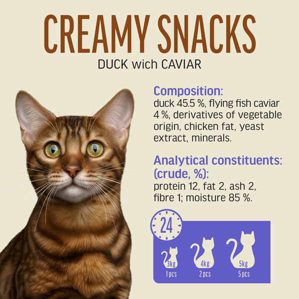 Creamy Snacks Duck with Caviar - Cat Treats - Set Of 5x30g