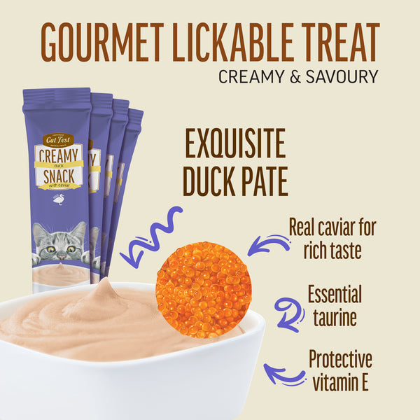 Creamy Snacks Duck with Caviar - Cat Treats - Set Of 5x30g