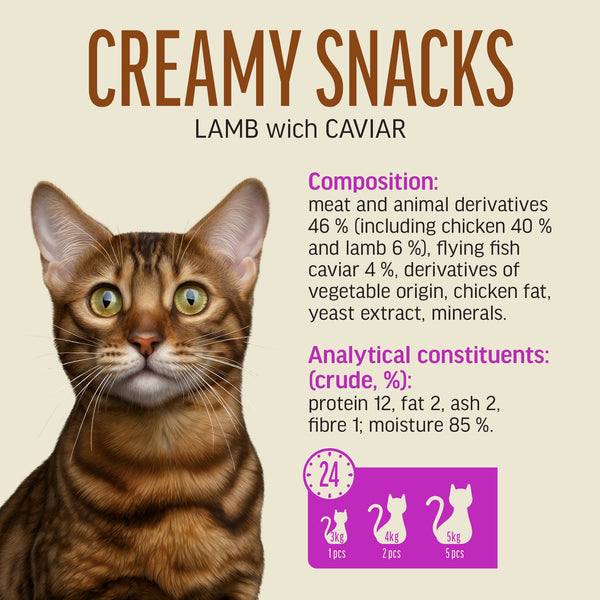 Creamy Snacks Lamb with Caviar - Cat Treats - Set Of 5x30g