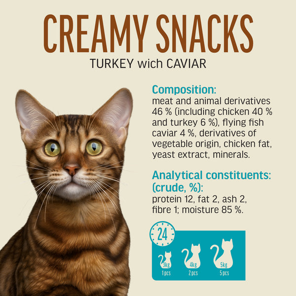 Creamy Snacks Turkey with Caviar - Cat Treats - Set Of 5x30g