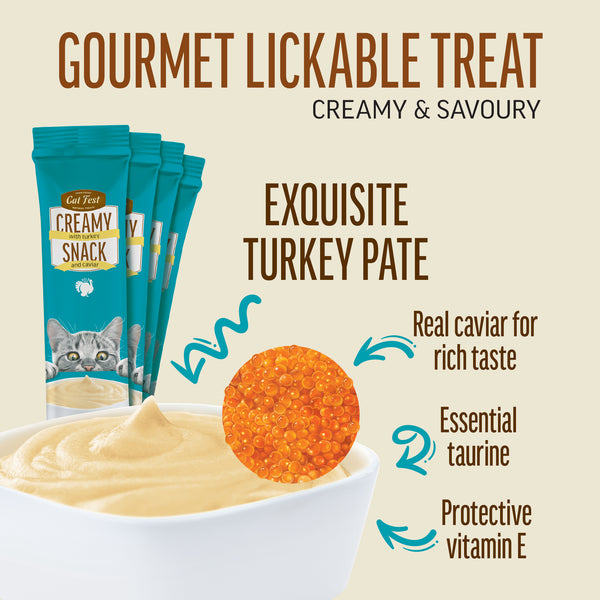 Creamy Snacks Turkey with Caviar - Cat Treats - Set Of 5x30g