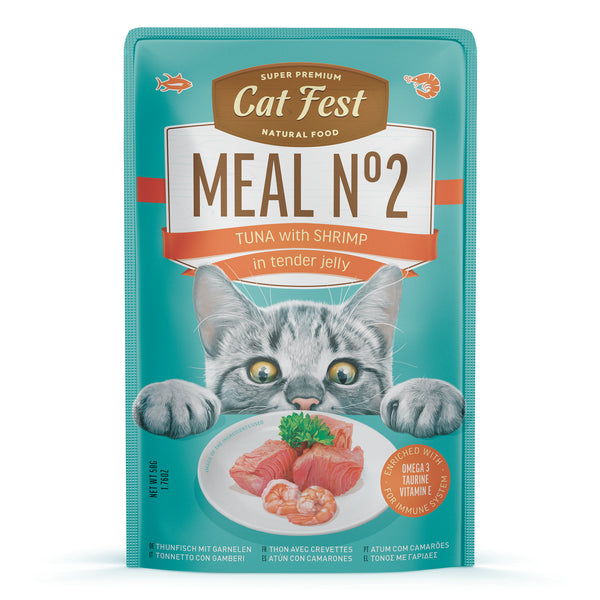 Tuna with shrimp in tender jelly / MEAL No 2 - Cat Wet Food - Set Of 12x50g