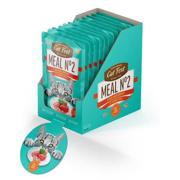 Tuna with shrimp in tender jelly / MEAL No 2 - Cat Wet Food - Set Of 12x50g