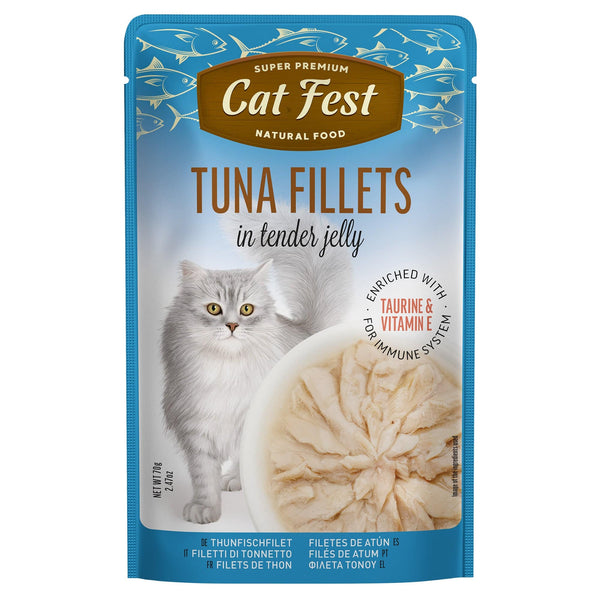 Tuna Fillets In Tender Jelly - Cat Wet Food - Set Of 12x70g - Pet Fest