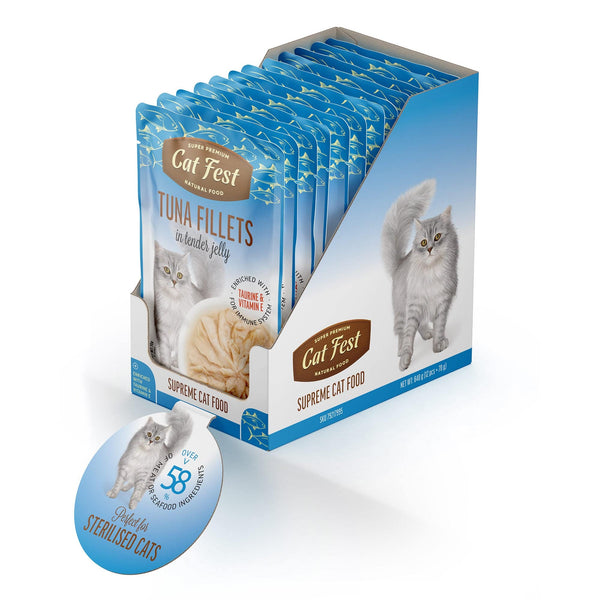 Tuna Fillets In Tender Jelly - Cat Wet Food - Set Of 12x70g - Pet Fest