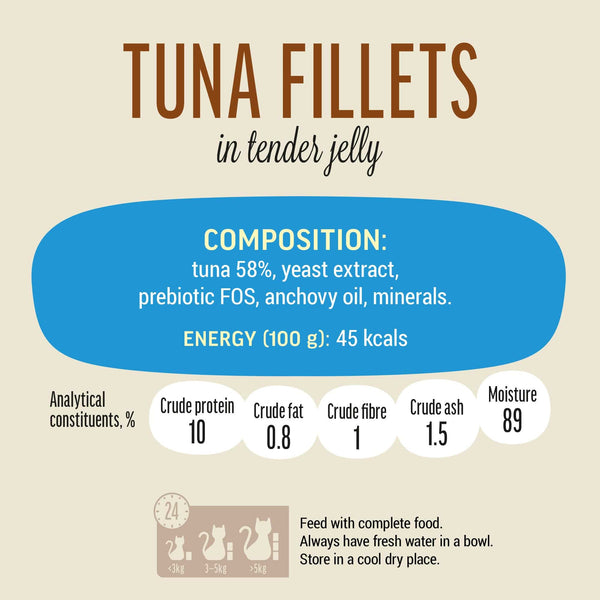 Tuna Fillets In Tender Jelly - Cat Wet Food - Set Of 12x70g - Pet Fest