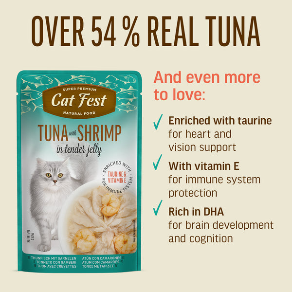 Tuna With Shrimp In Tender Jelly - Cat Wet Food - Set Of 12x70g