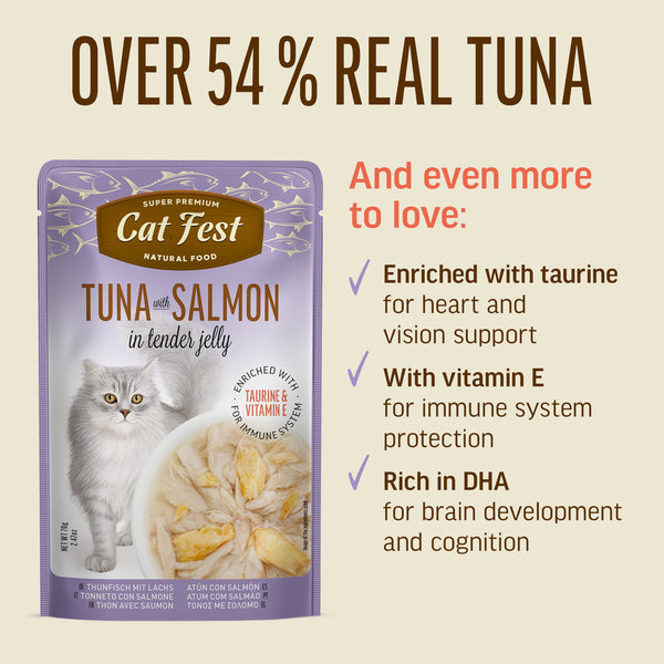Tuna With Salmon In Tender Jelly - Cat Wet Food - Set Of 12x70g