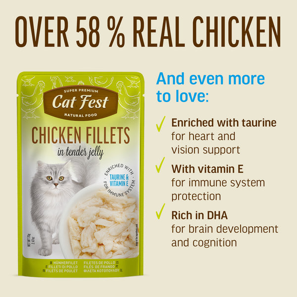 Chicken Fillets In Tender Jelly - Cat Wet Food - Set Of 12x70g
