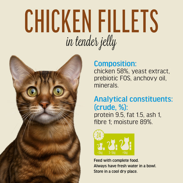 Chicken Fillets In Tender Jelly - Cat Wet Food - Set Of 12x70g