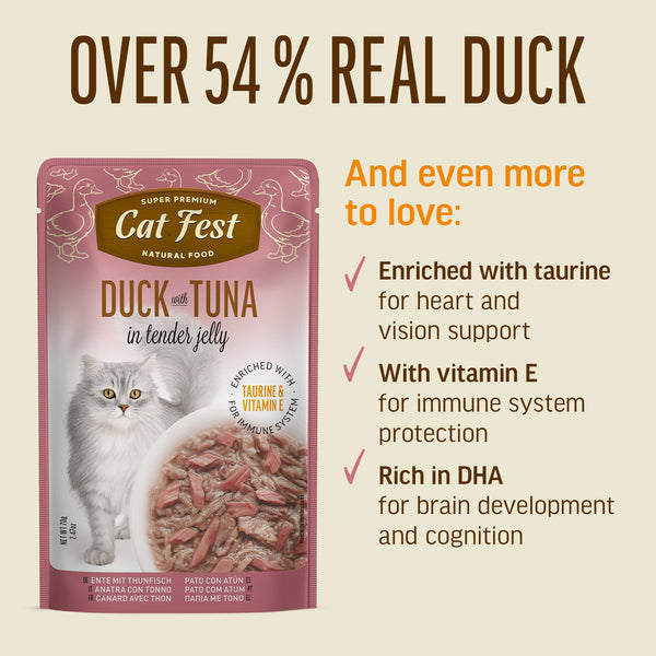 Duck With Tuna In Tender Jelly - Cat Wet Food - Set Of 12x70g