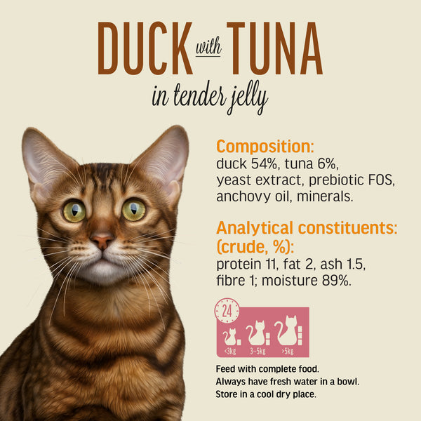 Duck With Tuna In Tender Jelly - Cat Wet Food - Set Of 12x70g
