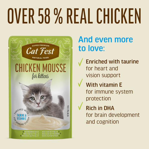 Chicken Mousse for Kittens - Cat Wet Food - Set Of 12x70g