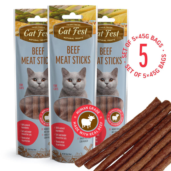 Beef Meat Sticks - Cat Treats - Set Of 5x45g - Pet Fest