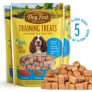 Training Treats Quail & Chia seeds - Dog Treats - Set Of 5x90g - Pet Fest