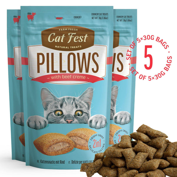 Pillows With Beef Creme - Cat Treats - Set Of 5x30g - Pet Fest