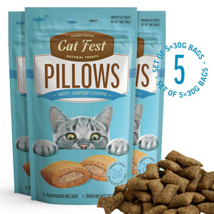 Pillows With Salmon Creme - Cat Treats - Set Of 5x30g - Pet Fest