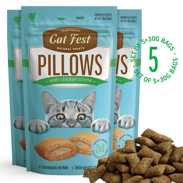 Pillows With Chicken Creme - Cat Treats - Set Of 5x30g - Pet Fest