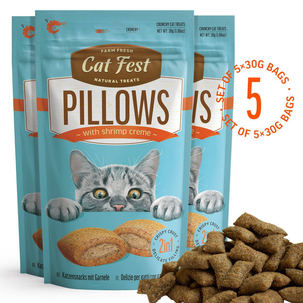 Pillows With Shrimp Creme - Cat Treats - Set Of 5x30g - Pet Fest