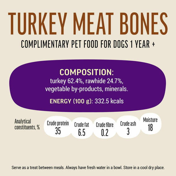 Turkey Meat Bones - Dog Treats For Small Breeds - Set Of 5x55g - Pet Fest