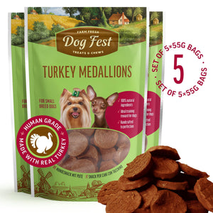 Turkey Medallions - Dog Treats For Small Breeds - Set Of 5x55g - Pet Fest