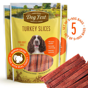 Turkey slices - Dog Treats - Set Of 5x90g - Pet Fest