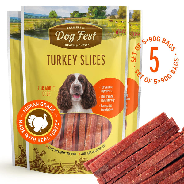 Turkey slices - Dog Treats - Set Of 5x90g - Pet Fest