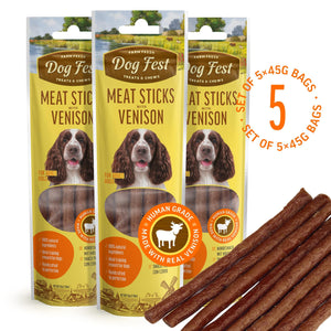 Meat Sticks With Venison - Dog Treats - Set Of 5x45g - Pet Fest