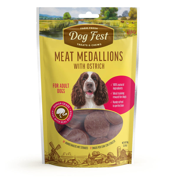 Meat Medallions With Ostrich - Dog Treats - Set Of 5 - Pet Fest