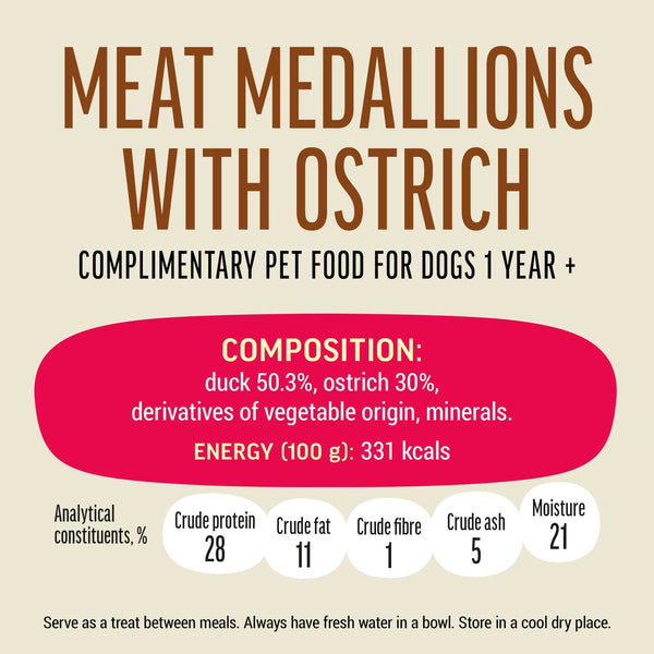 Meat Medallions With Ostrich - Dog Treats - Set Of 5 - Pet Fest