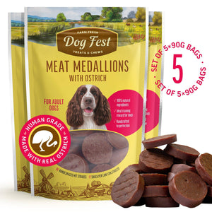 Meat Medallions With Ostrich - Dog Treats - Set Of 5 - Pet Fest