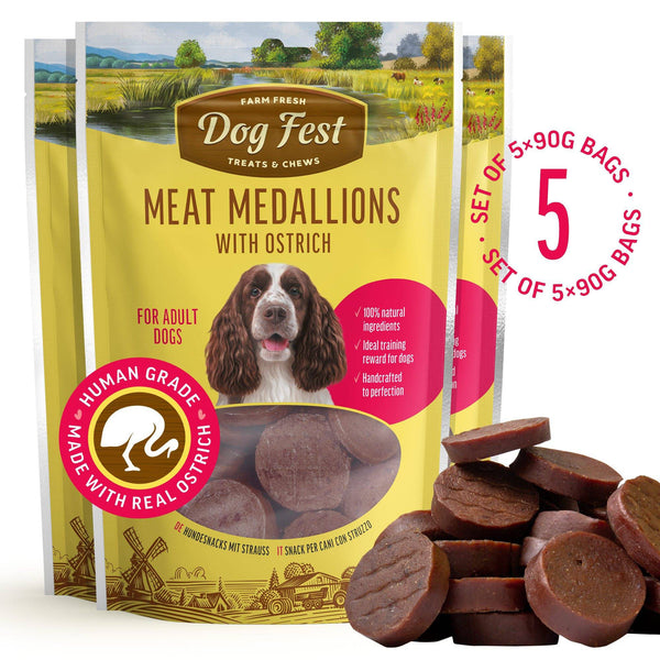 Meat Medallions With Ostrich - Dog Treats - Set Of 5 - Pet Fest