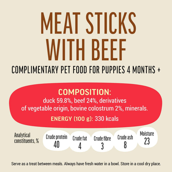 Meat Sticks With Beef - Dog Treats For Puppies - Set Of 5x45g - Pet Fest