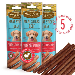 Meat Sticks With Beef - Dog Treats For Puppies - Set Of 5x45g - Pet Fest