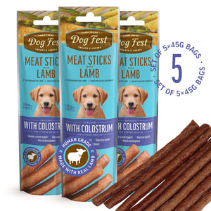 Meat Sticks With Lamb - Dog Treats For Puppies - Set Of 5x45g - Pet Fest