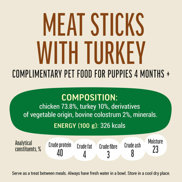 Meat Sticks With Turkey - Dog Treats For Puppies - Set Of 5x45g - Pet Fest