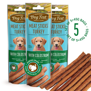 Meat Sticks With Turkey - Dog Treats For Puppies - Set Of 5x45g - Pet Fest