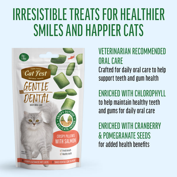 Gentle Dental Pillows With Salmon - Oral Care Cat Treats - Set Of 5x30g