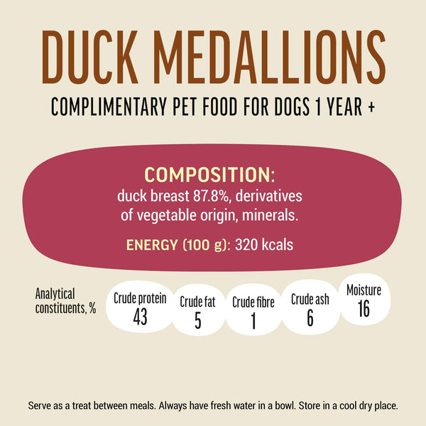 Duck Medallions - Dog Treats - Set Of 5x90g - Pet Fest
