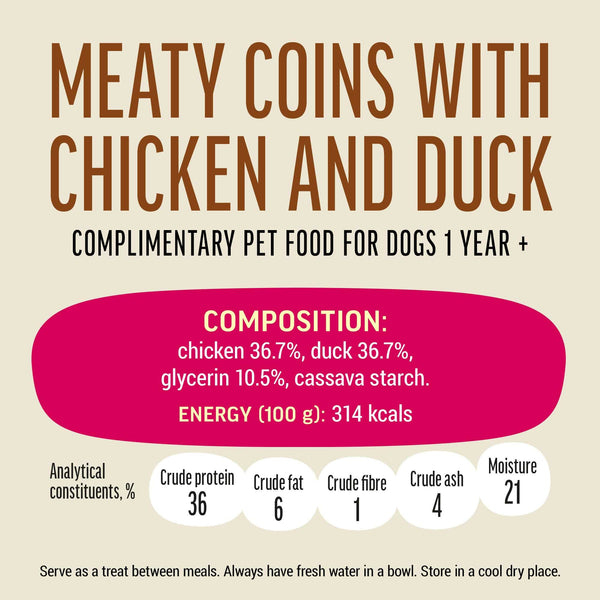 Meaty Coins With Chicken And Duck - Dog Treats - Set Of 5x90g - Pet Fest