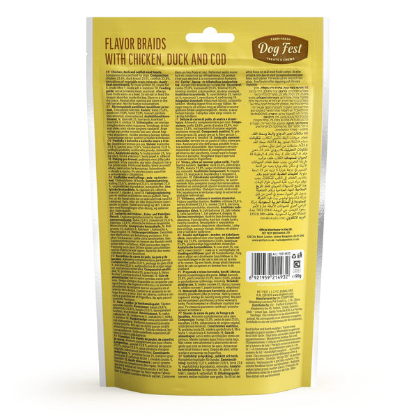 Flavor Braids With Duck, Chicken and Cod - Dog Treats - Set Of 5x90g - Pet Fest