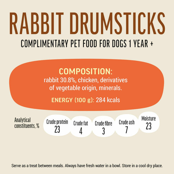 Rabbit Drumsticks - Dog Treats - Set Of 5x90g - Pet Fest