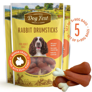 Rabbit Drumsticks - Dog Treats - Set Of 5x90g - Pet Fest
