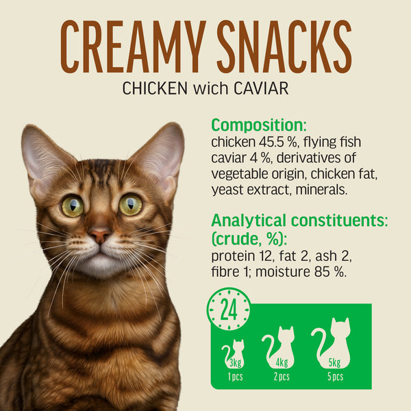 Creamy Snacks Chicken with Caviar - Cat Treats - Set Of 5x30g