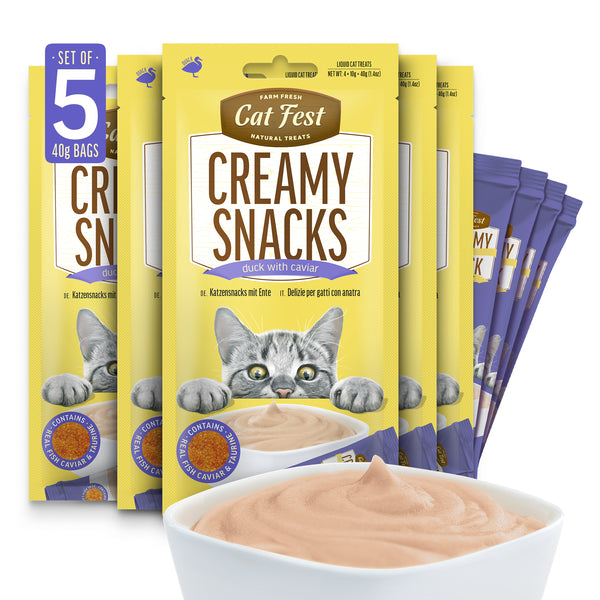 Creamy Snacks Duck with Caviar - Cat Treats - Set Of 5x30g