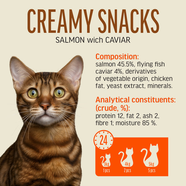 Creamy Snacks Salmon with Caviar - Cat Treats - Set Of 5x30g