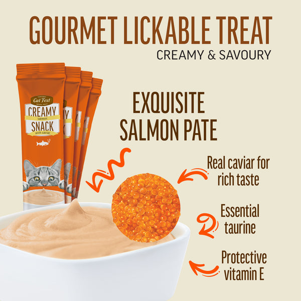 Creamy Snacks Salmon with Caviar - Cat Treats - Set Of 5x30g