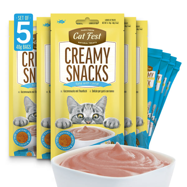 Creamy Snacks Tuna with Caviar - Cat Treats - Set Of 5x30g