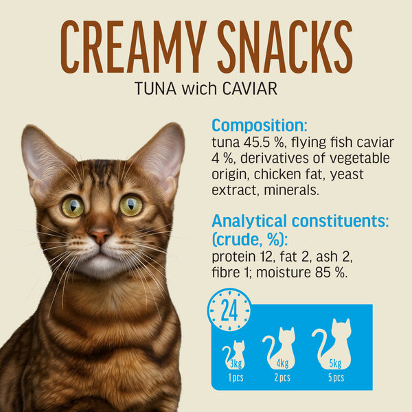 Creamy Snacks Tuna with Caviar - Cat Treats - Set Of 5x30g